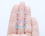 Clear Coloured Iridescent Rose Earrings